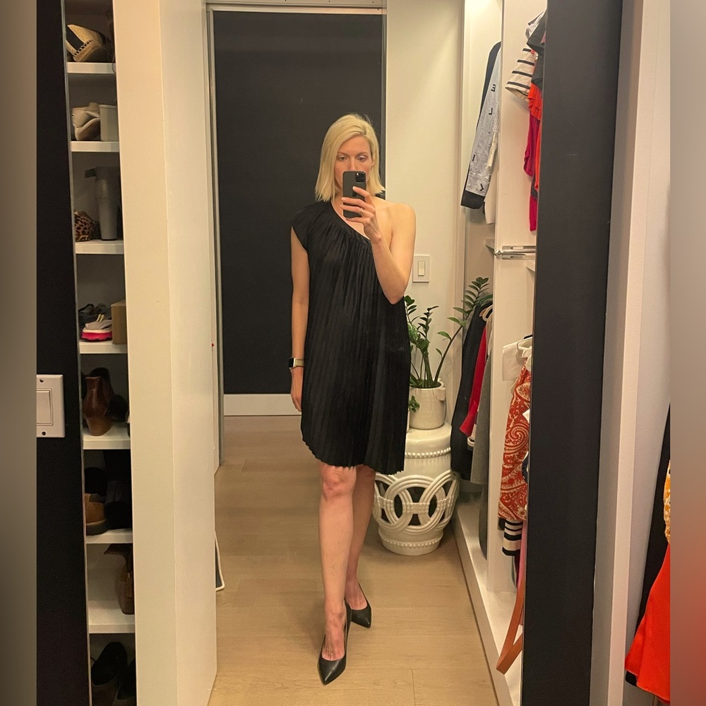 All Saints One Shoulder Pleated Dress